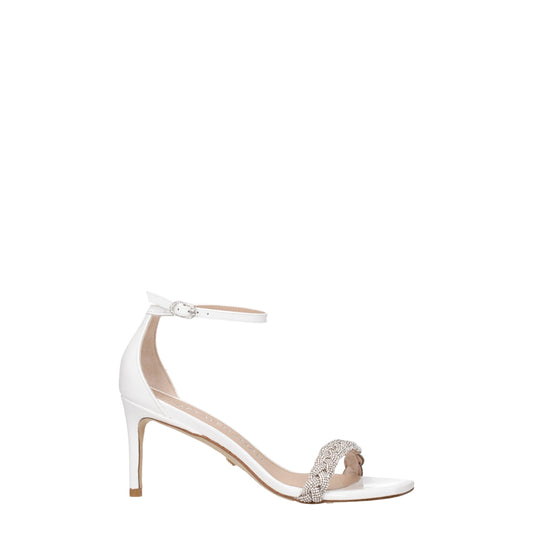 Stuart Weitzman White Leather Stiletto Heels Sandals