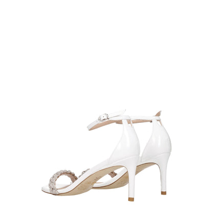 Stuart Weitzman White Leather Stiletto Heels Sandals