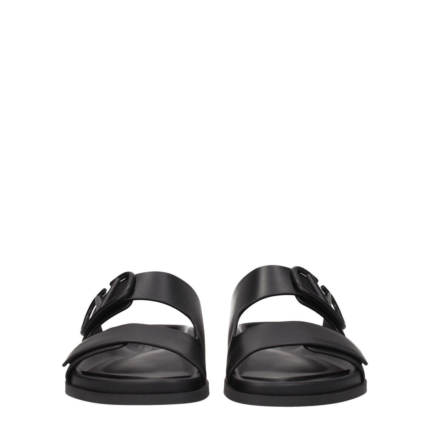 Valentino Garavani Black Leather Slippers Sandals