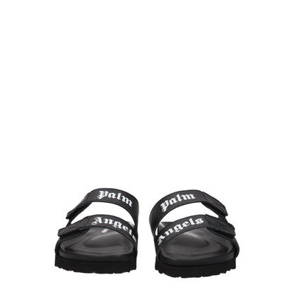 Palm Angels Black Leather Flat Sandals