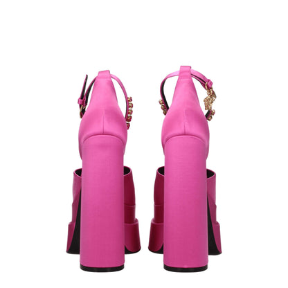 Versace Pink Satin Platforms