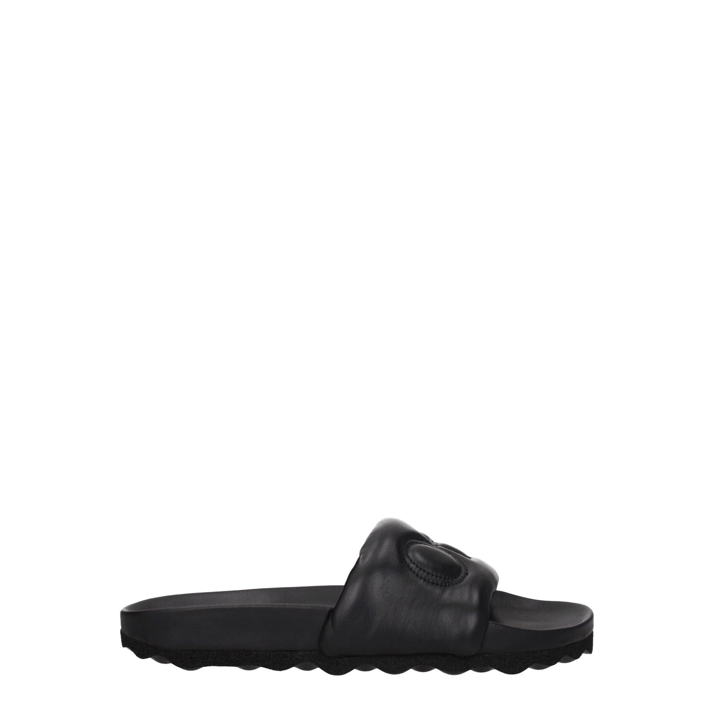 Off-White Black Leather Slippers Sandals