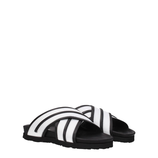 Palm Angels White Leather Slippers Sandals