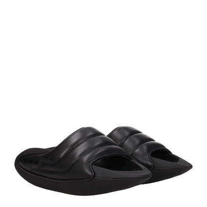 Balmain Black Leather Slippers Sandals