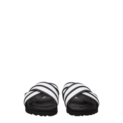 Palm Angels White Leather Slippers Sandals