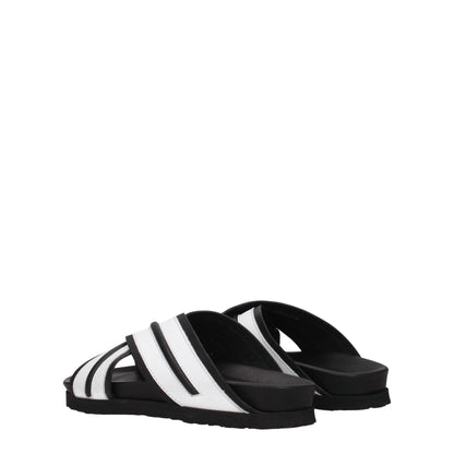 Palm Angels White Leather Slippers Sandals