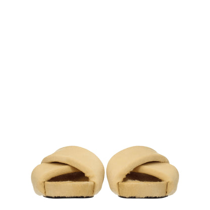Jil Sander Beige Horsehair Slippers Sandals