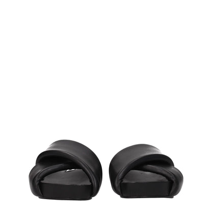 Jil Sander Black Leather Slippers Sandals