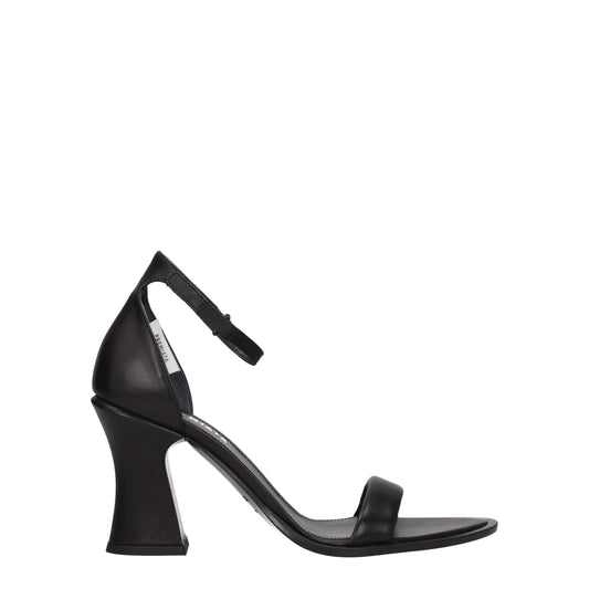 Premiata Black Leather Flat Sandals