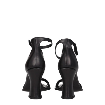 Premiata Black Leather Flat Sandals