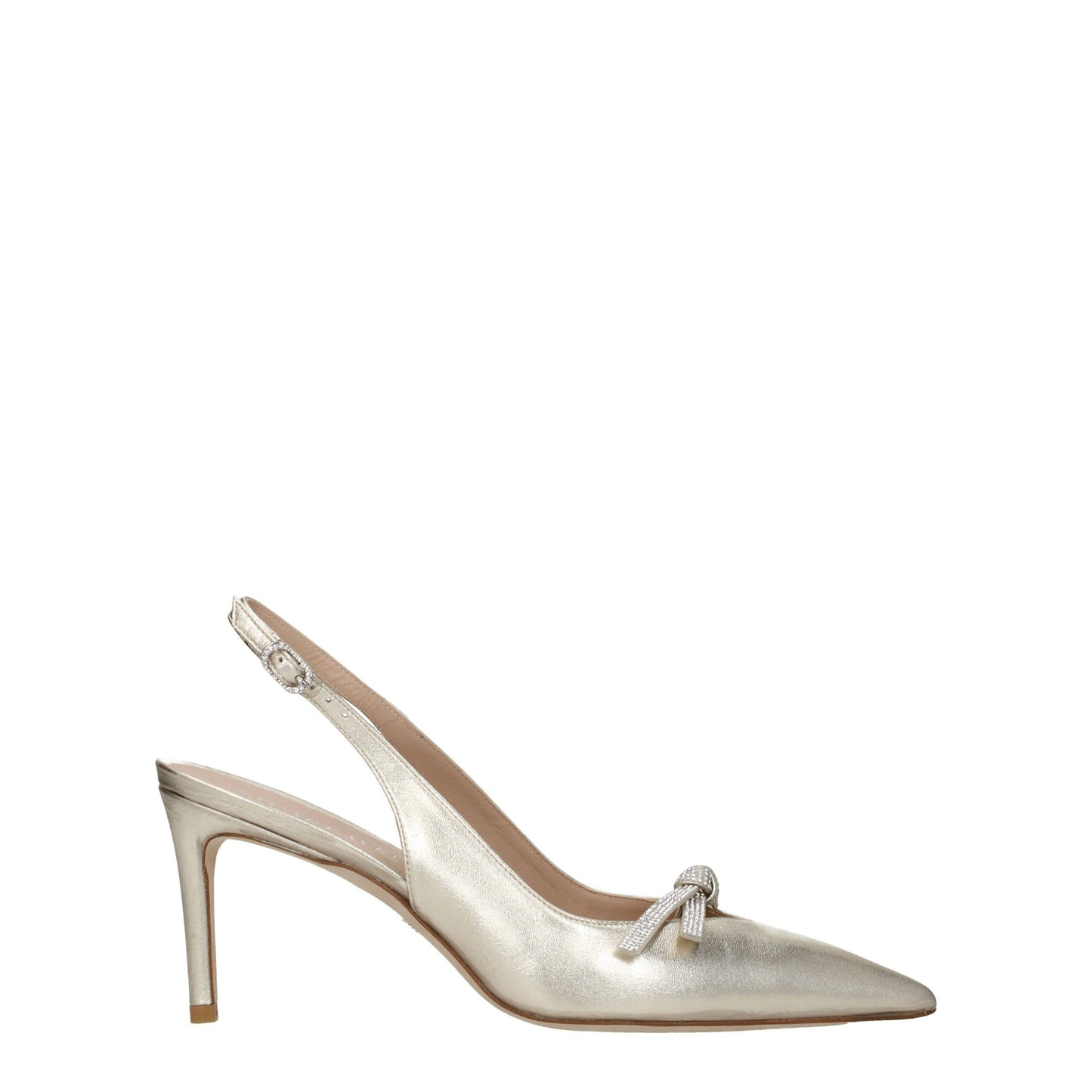 Stuart Weitzman Gold Leather Stiletto Heels Sandals