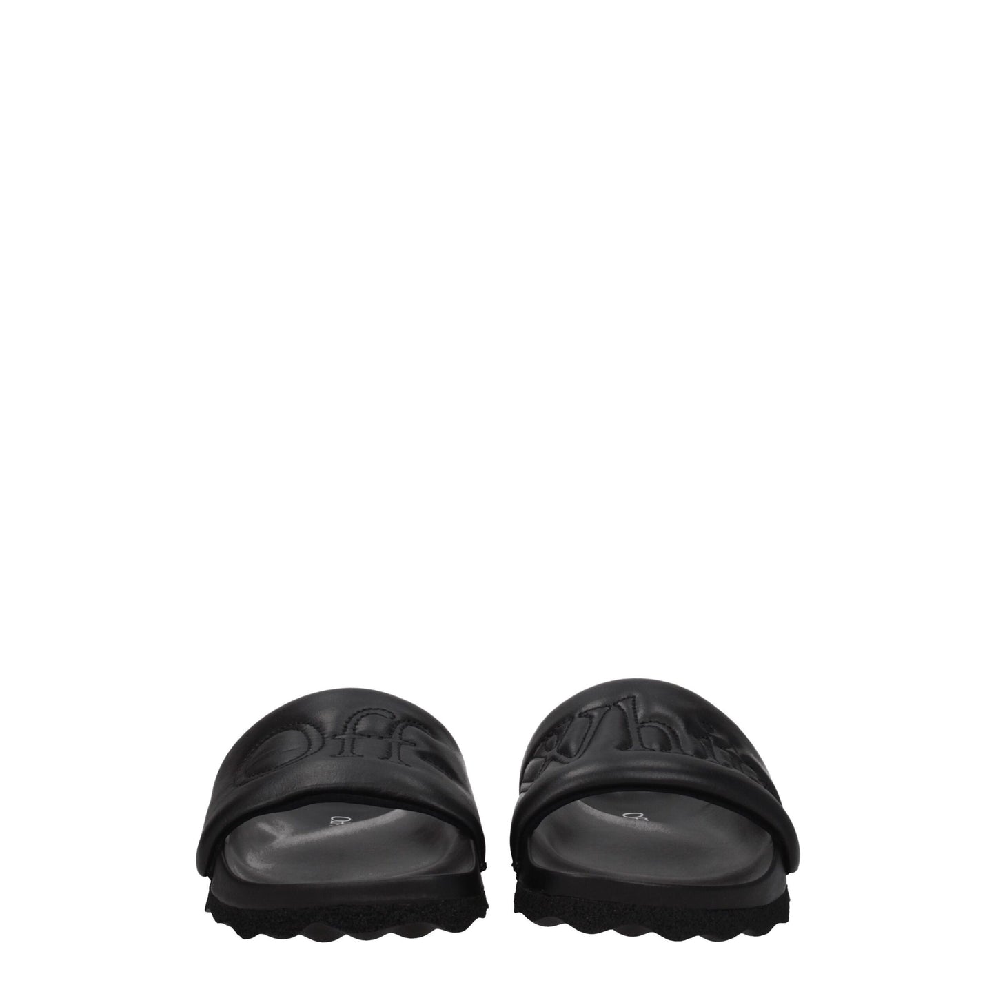 Off-White Black Leather Slippers Sandals