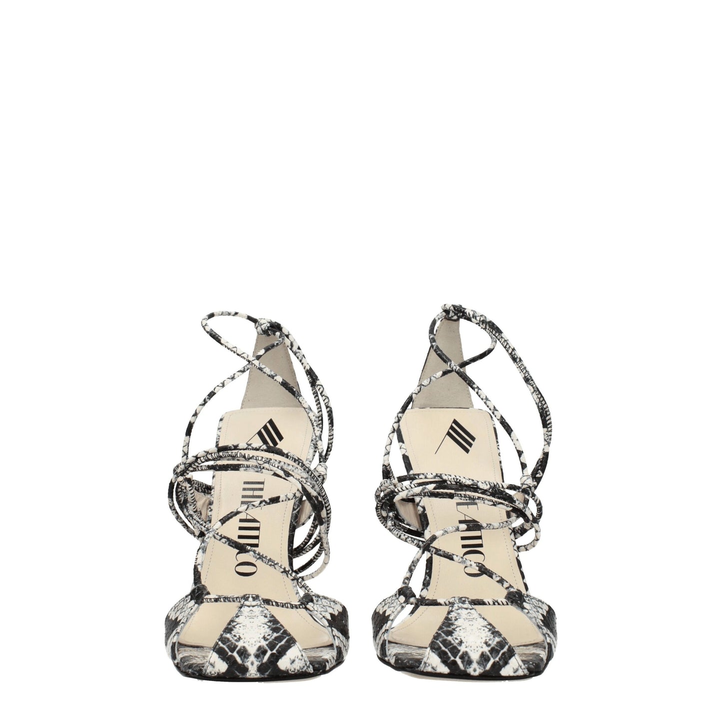 The Attico White Leather Stiletto Heels Sandals