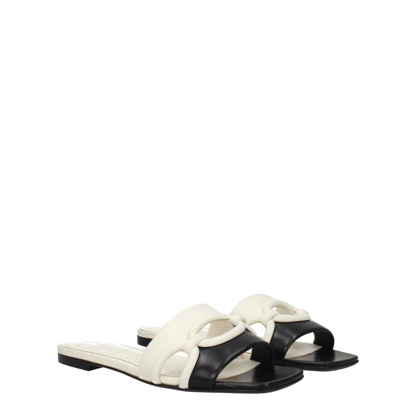 Valentino Garavani Black Leather Slippers Sandals