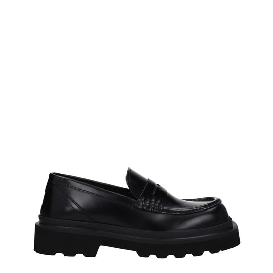 Dolce & Gabbana Black Leather Slip-On Loafers