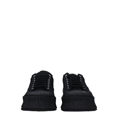 Jil Sander Black Fabric Platform Sneakers