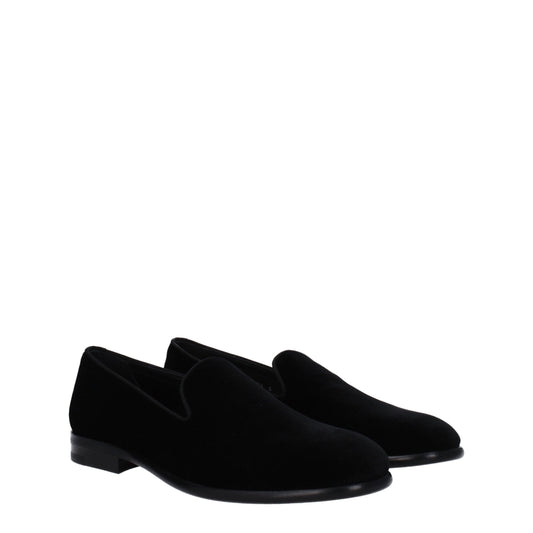 Dolce & Gabbana Black Velvet Slip-On Loafers