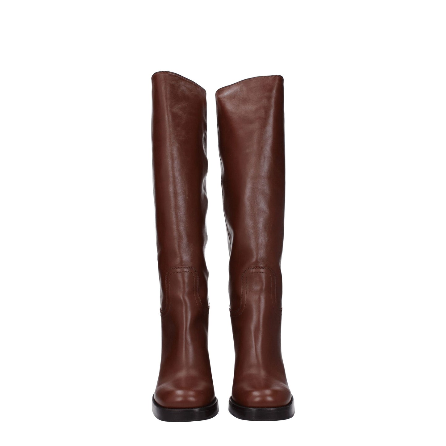 Prada Brown Leather High Heel Boots