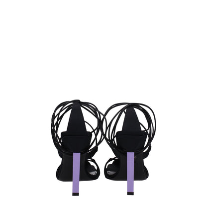 The Attico Black Fabric Stiletto Heels Sandals