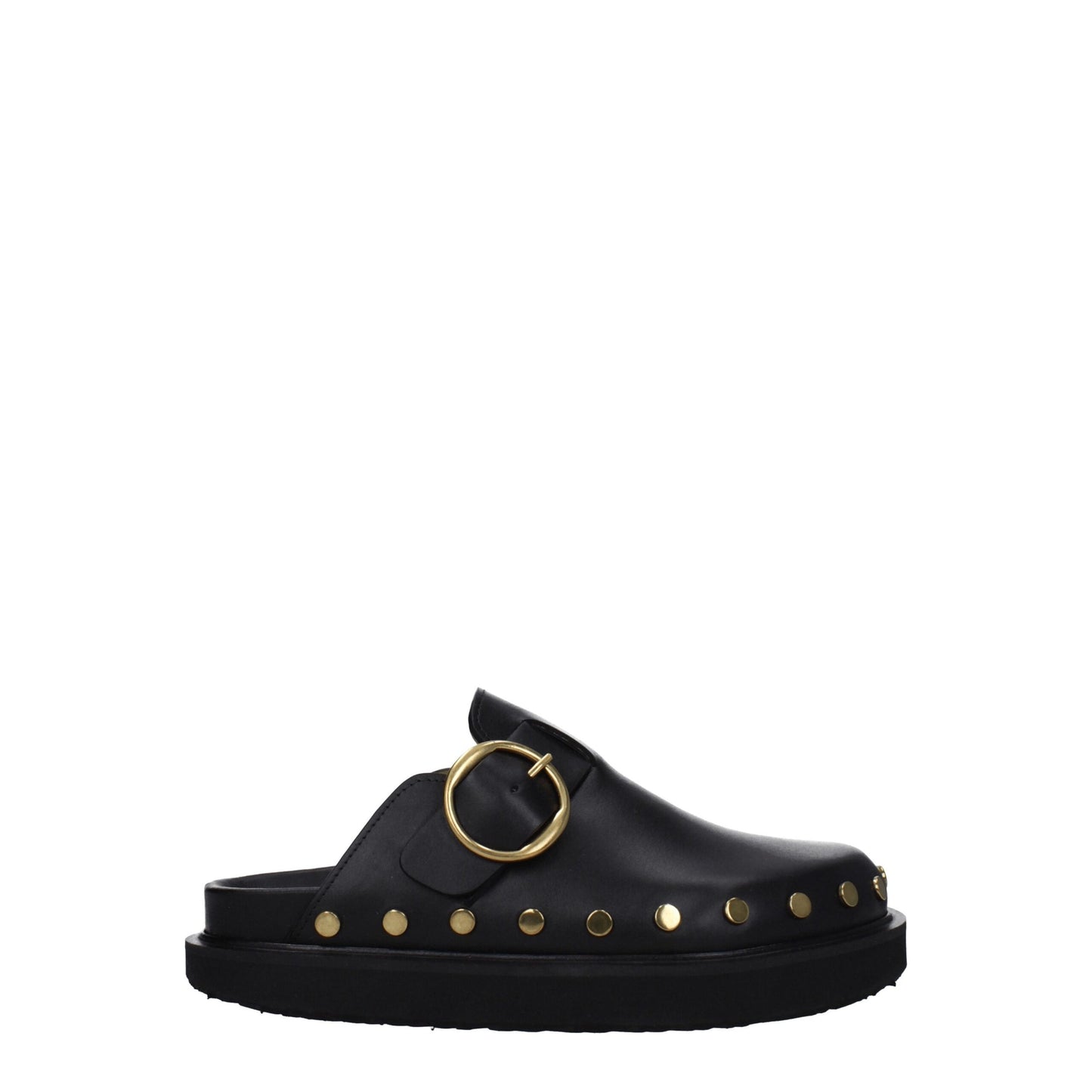 Isabel Marant Black Leather Slippers Sandals
