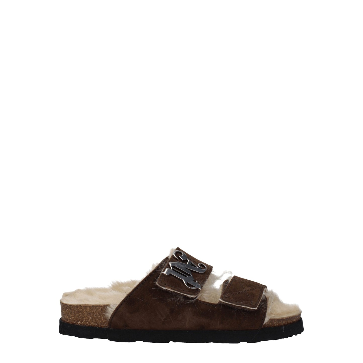 Palm Angels Brown Leather Slippers Sandals