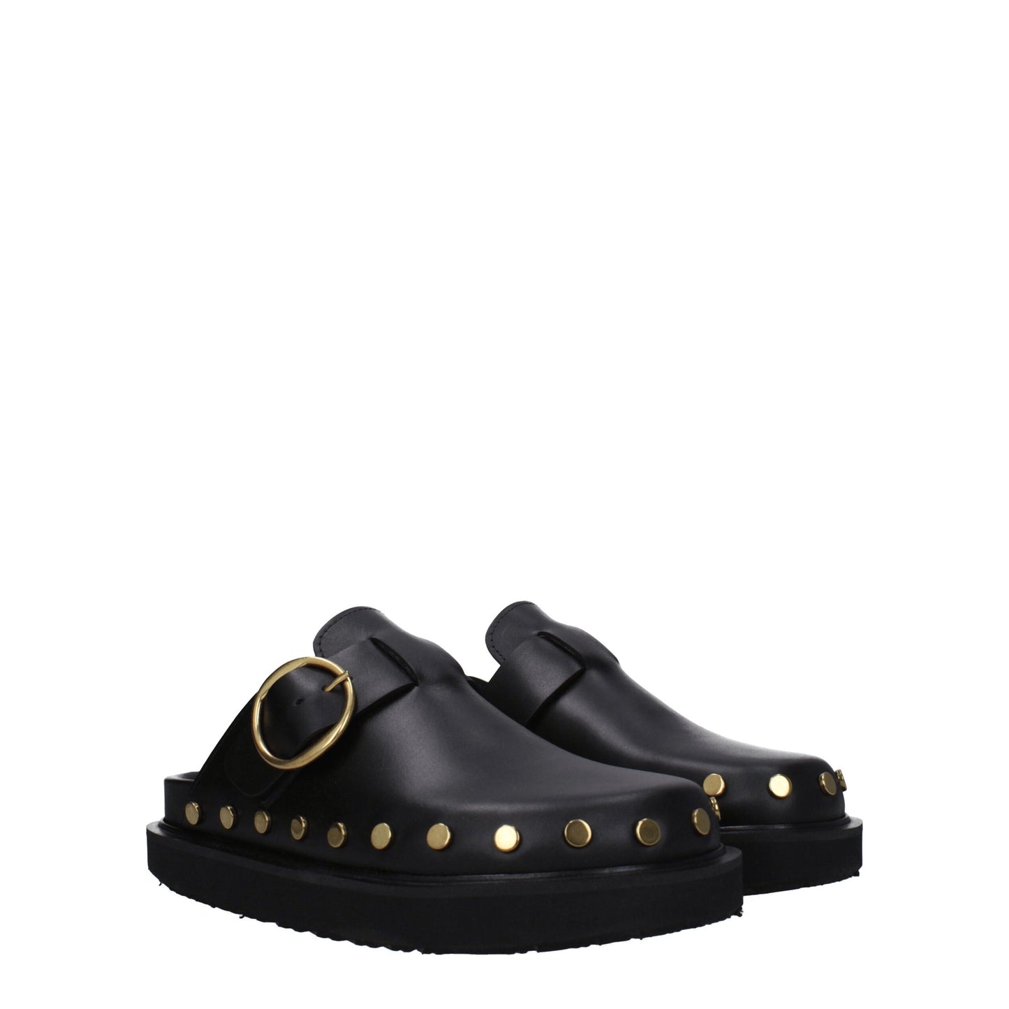 Isabel Marant Black Leather Slippers Sandals