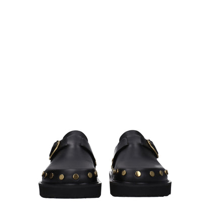 Isabel Marant Black Leather Slippers Sandals