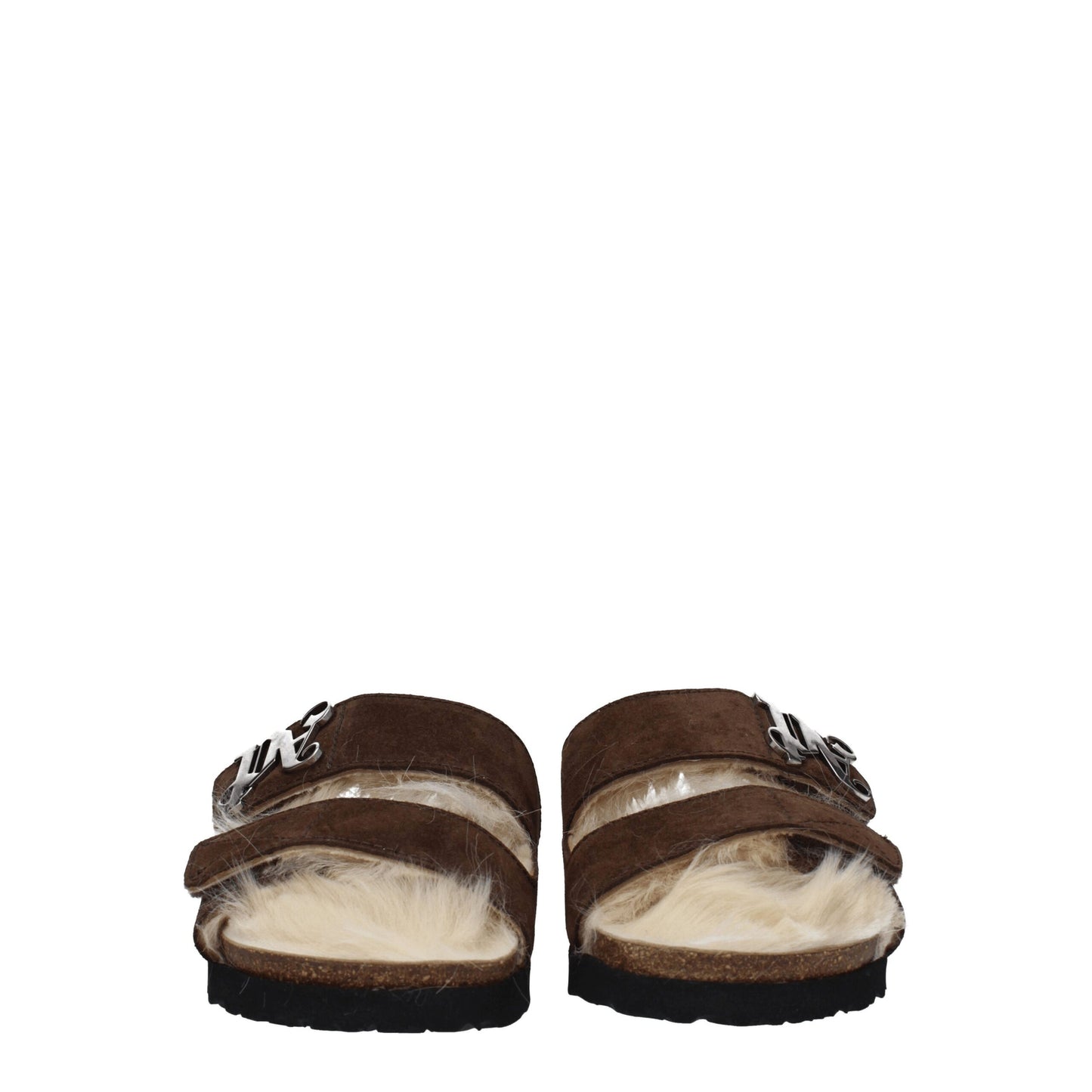 Palm Angels Brown Leather Slippers Sandals