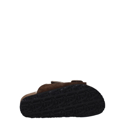 Palm Angels Brown Leather Slippers Sandals