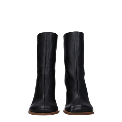 Jacquemus Black Leather Ankle Boots
