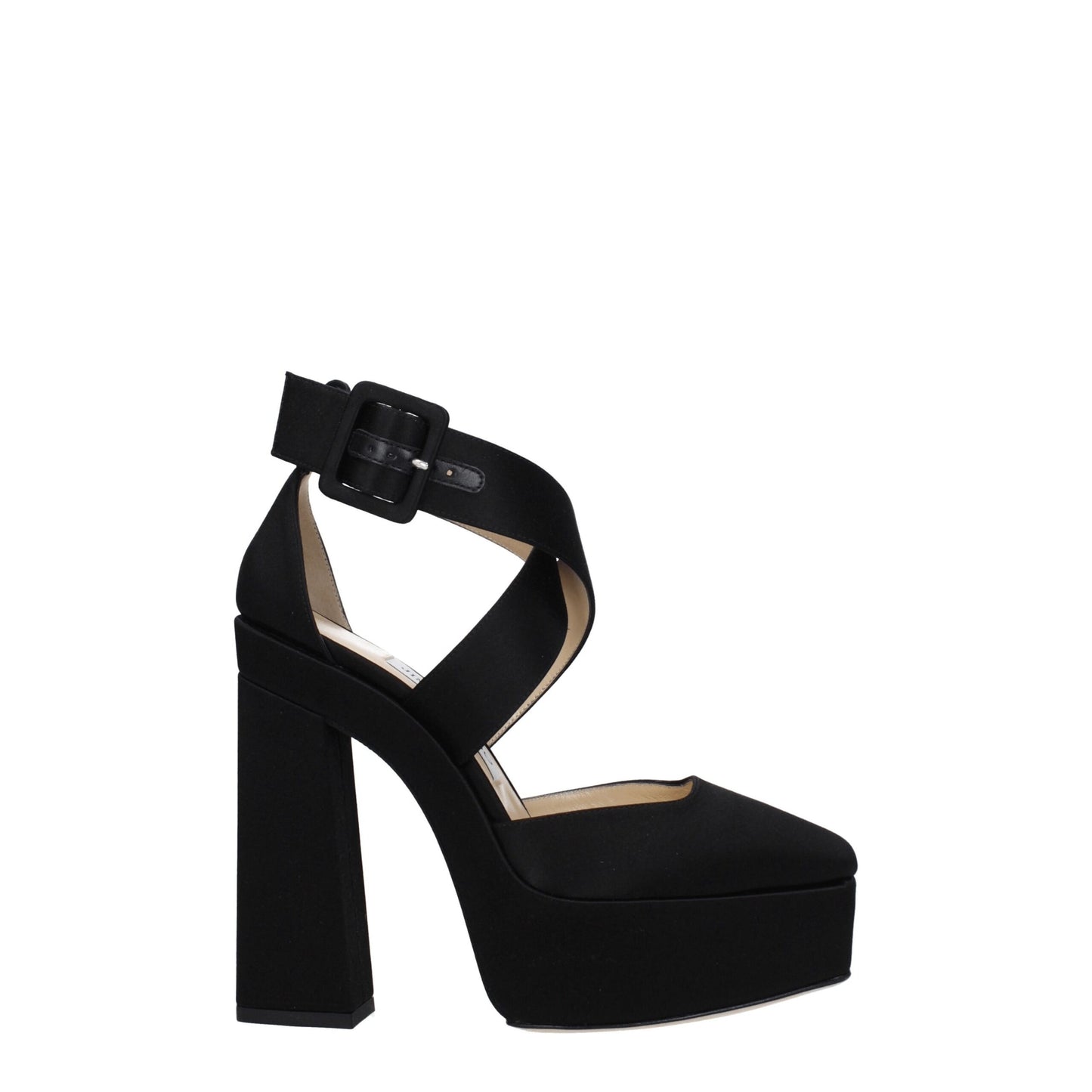 Jimmy Choo Black Satin Platforms