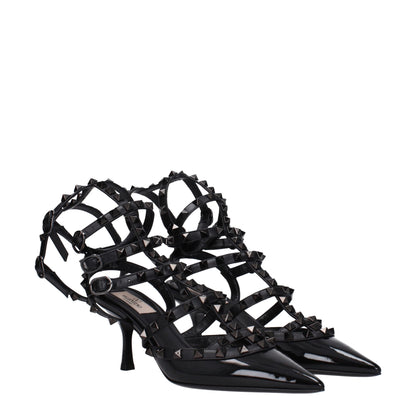 Valentino Garavani Black Leather Stiletto Heels Sandals