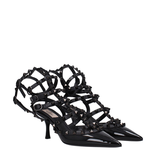Valentino Garavani Black Leather Stiletto Heels Sandals