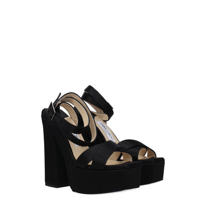 Jimmy Choo Black Satin Platforms