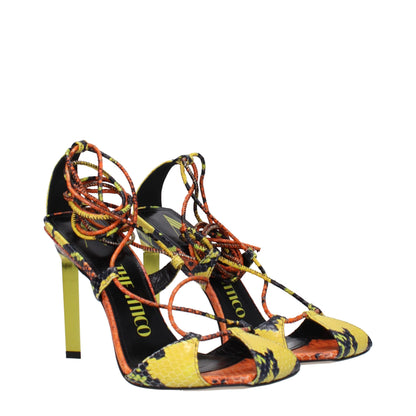 The Attico Orange Leather Stiletto Heels Sandals