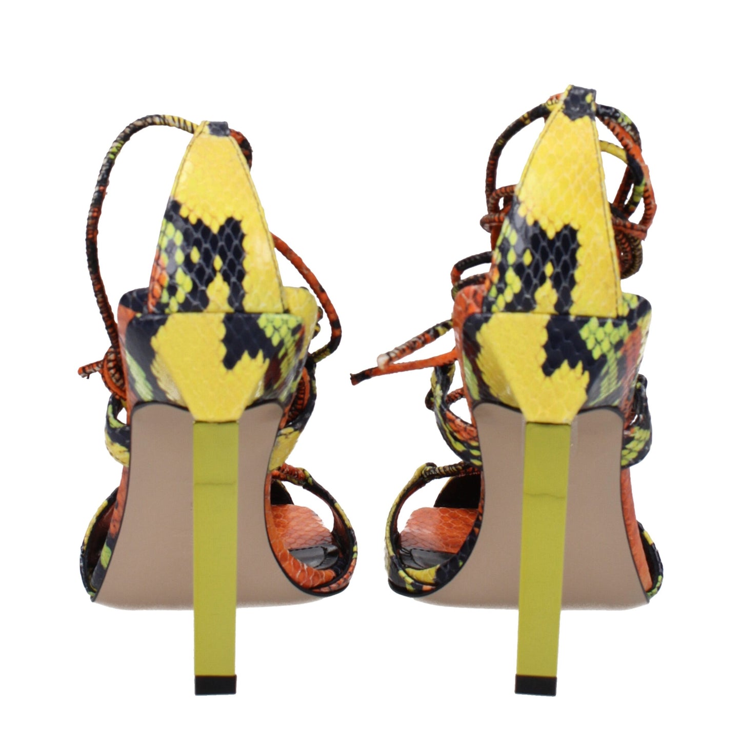 The Attico Orange Leather Stiletto Heels Sandals