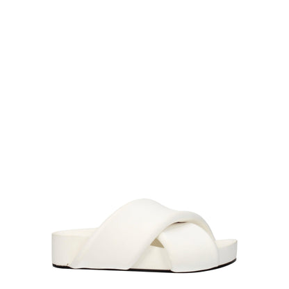 Jil Sander White Leather Slippers Sandals