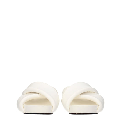 Jil Sander White Leather Slippers Sandals