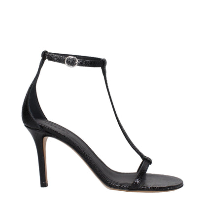 Isabel Marant Black Leather Stiletto Heels Sandals