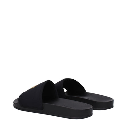 Palm Angels Black Fabric Slippers Sandals