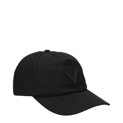 Valentino Garavani Black Cotton Caps (Baseball Hat)