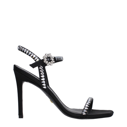 Stuart Weitzman Black Satin Stiletto Heels Sandals