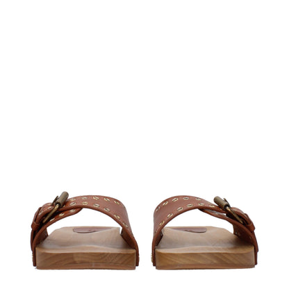 Isabel Marant Brown Leather Slippers Sandals