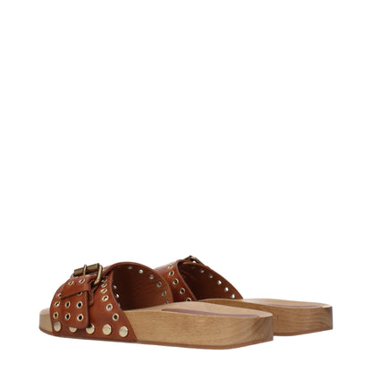 Isabel Marant Brown Leather Slippers Sandals