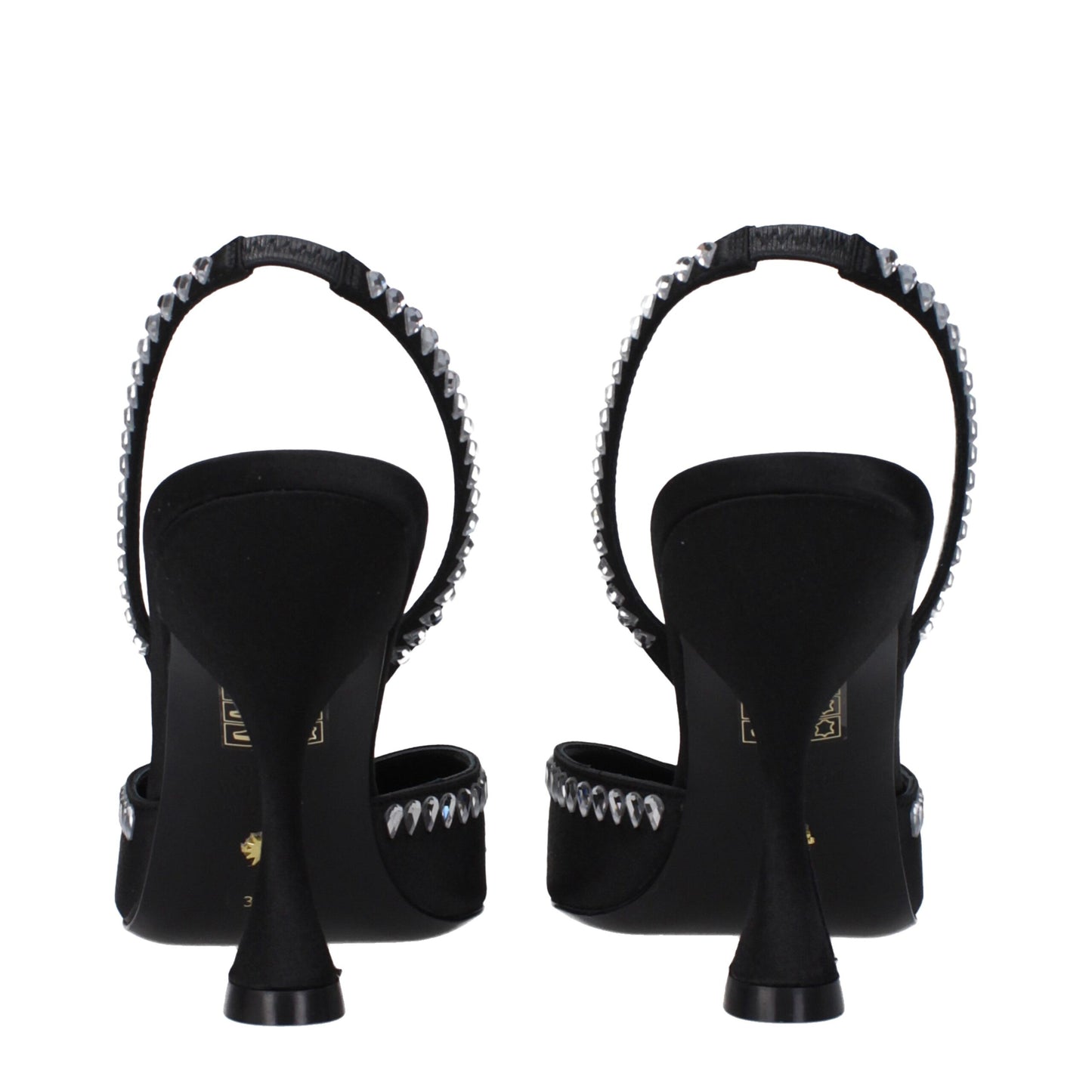 Stuart Weitzman Black Satin Stiletto Heels Sandals