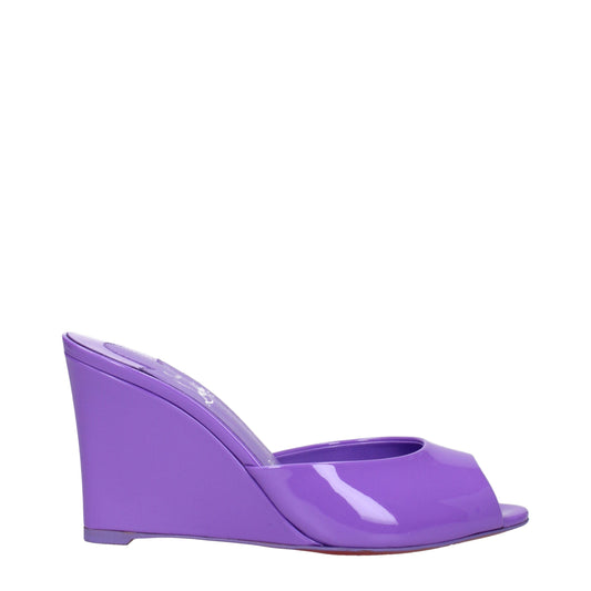 Christian Louboutin Purple Leather Wedges Sandals
