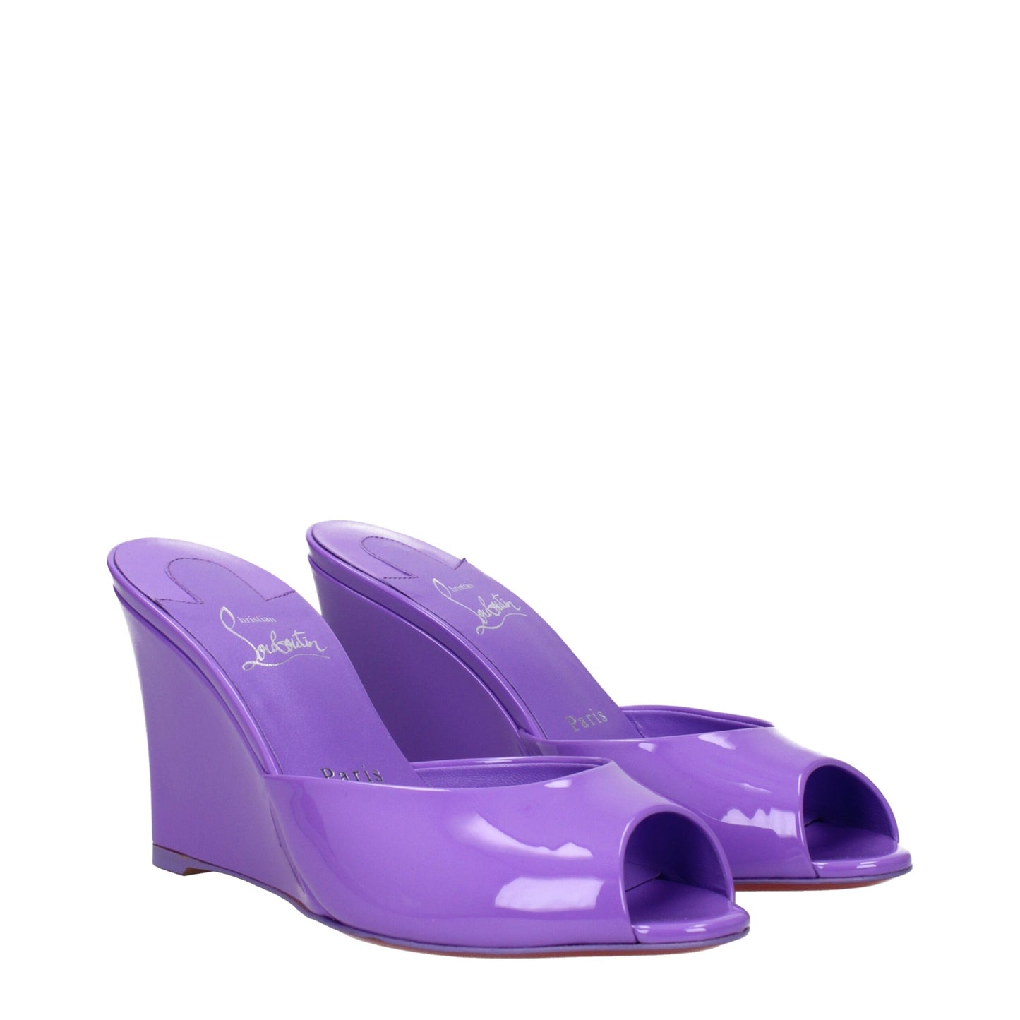 Christian Louboutin Purple Leather Wedges Sandals