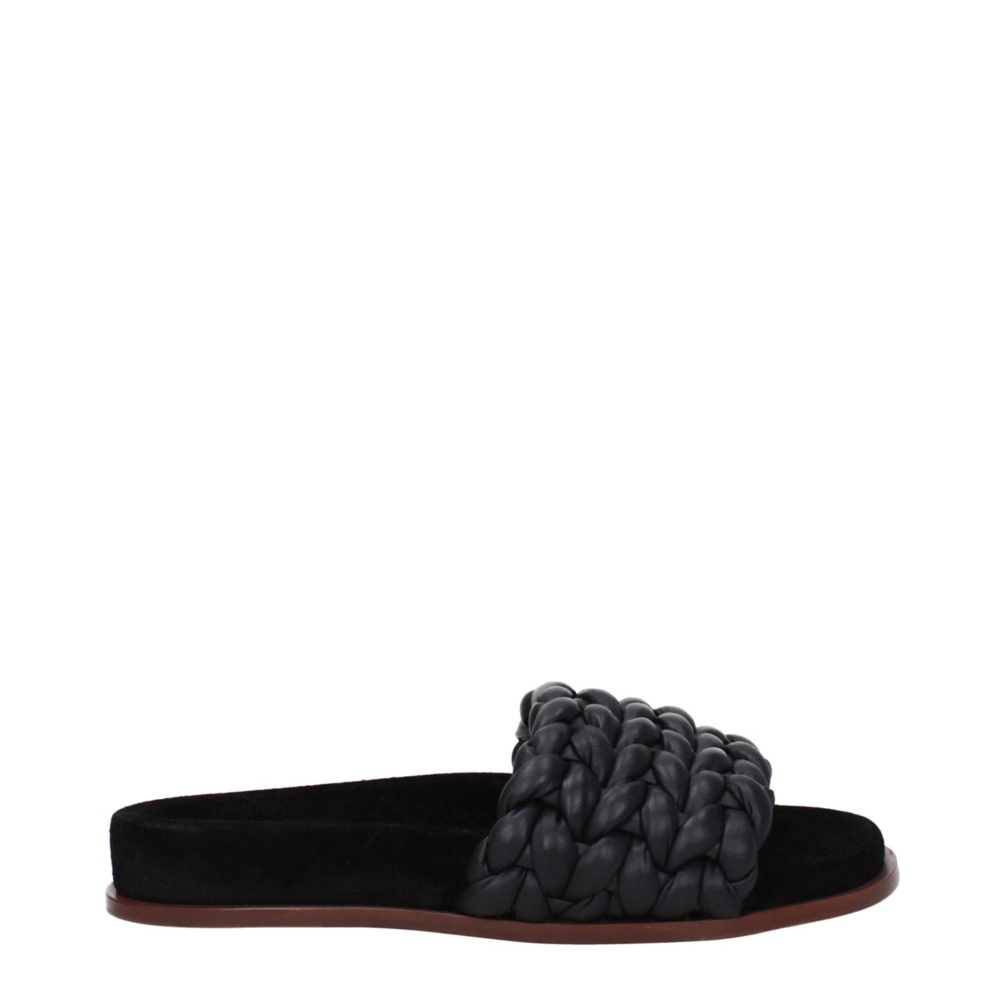 Chloé Black Leather Slippers Sandals