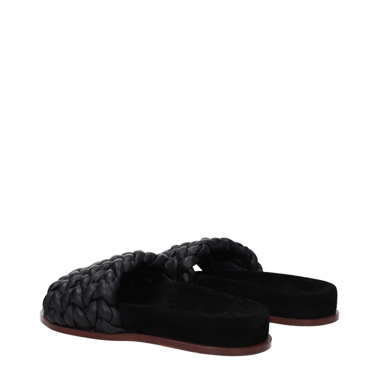 Chloé Black Leather Slippers Sandals