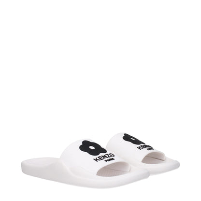 Kenzo White Cotton Slippers Sandals